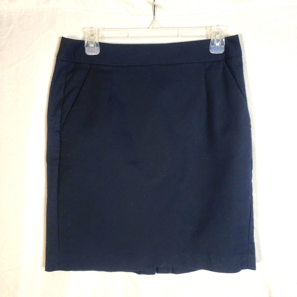 BANANA REPUBLIC Size 8 Navy Twill Pencil‎ Skirt w/Pockets Career School Uniform